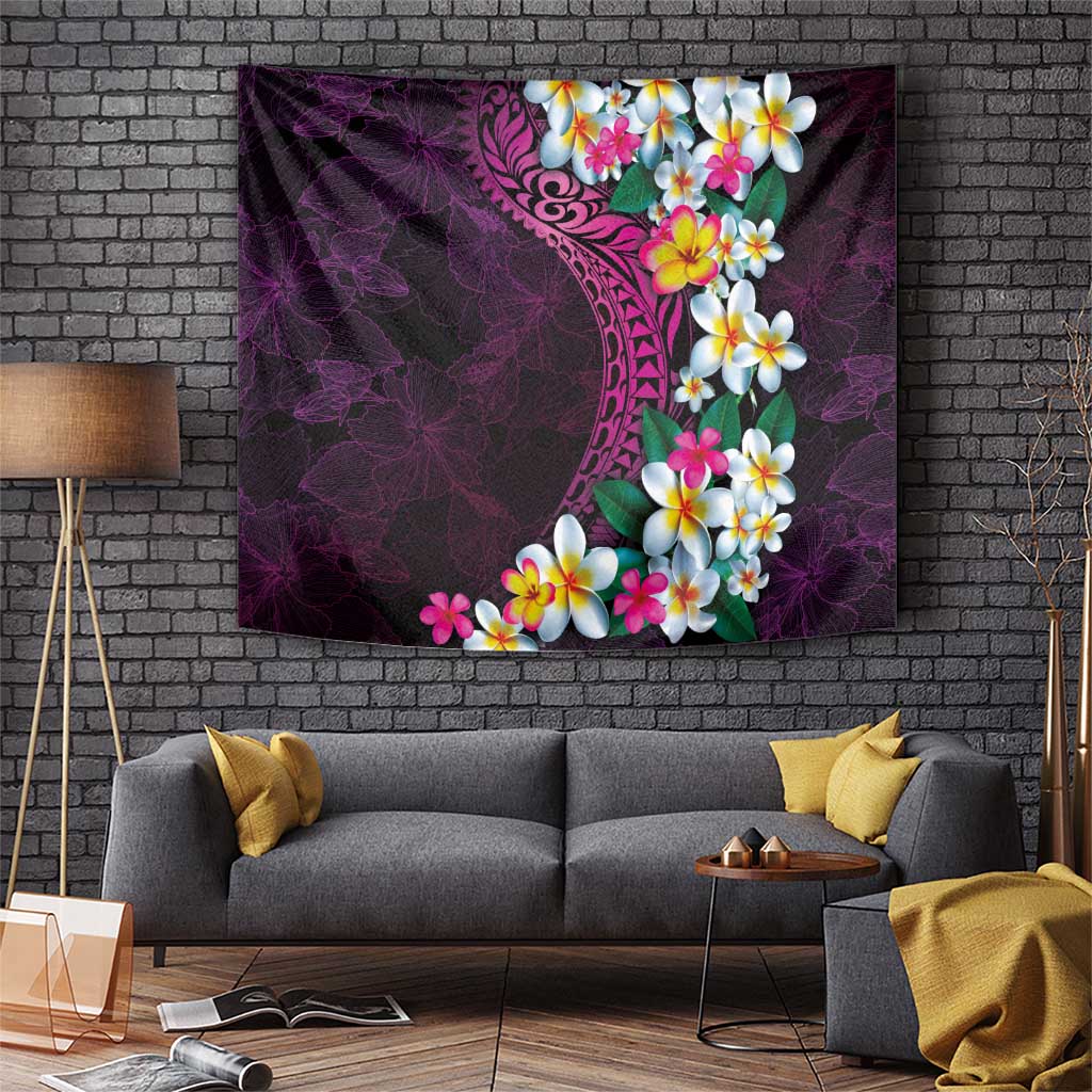 Hawaiian Plumeria-Polynesian Art Tattoo Plum Pink Color Tapestry LT03 Pink - Polynesian Pride