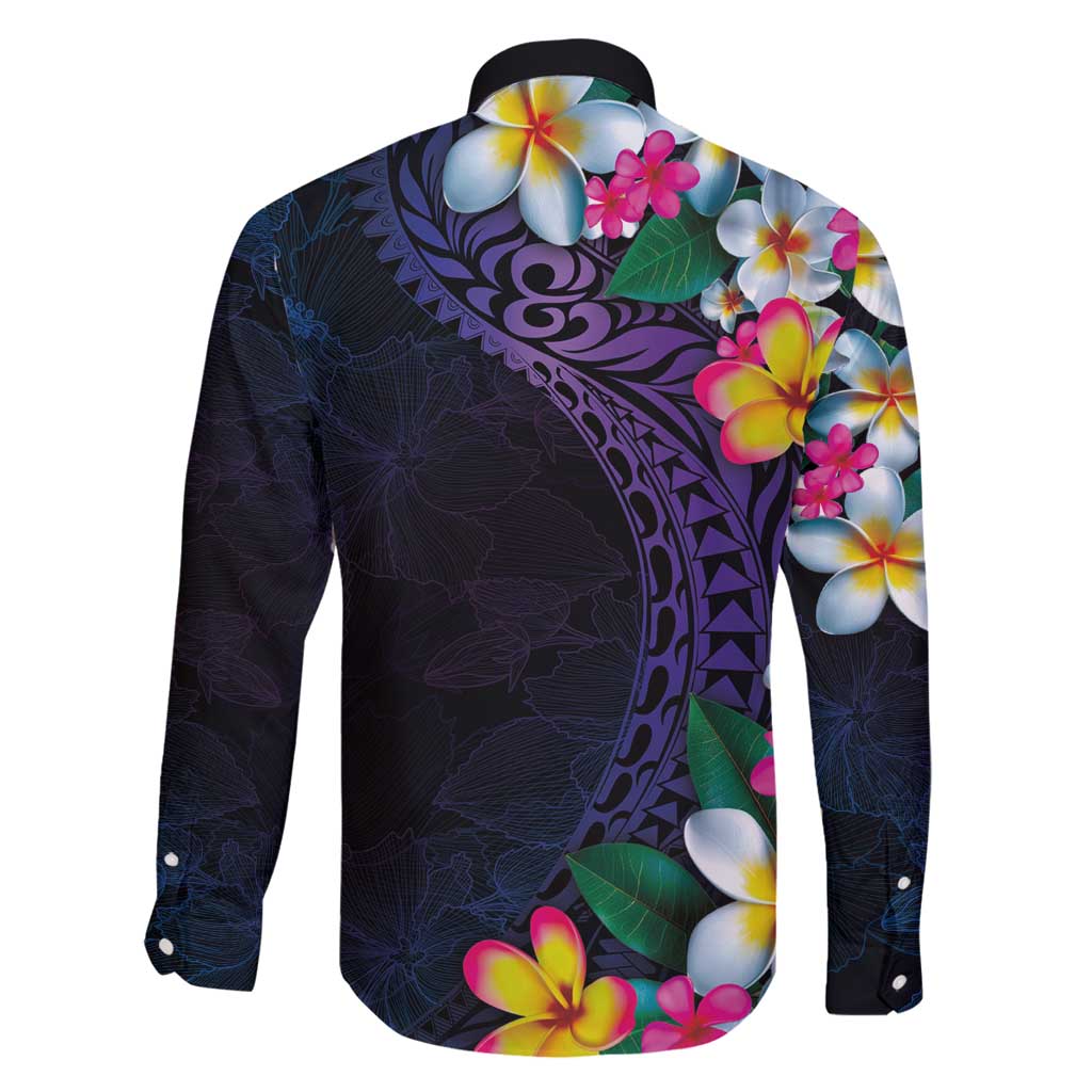 Hawaiian Plumeria-Polynesian Art Tattoo Frosted Blue Violet Color Family Matching Puletasi and Hawaiian Shirt LT03 - Polynesian Pride