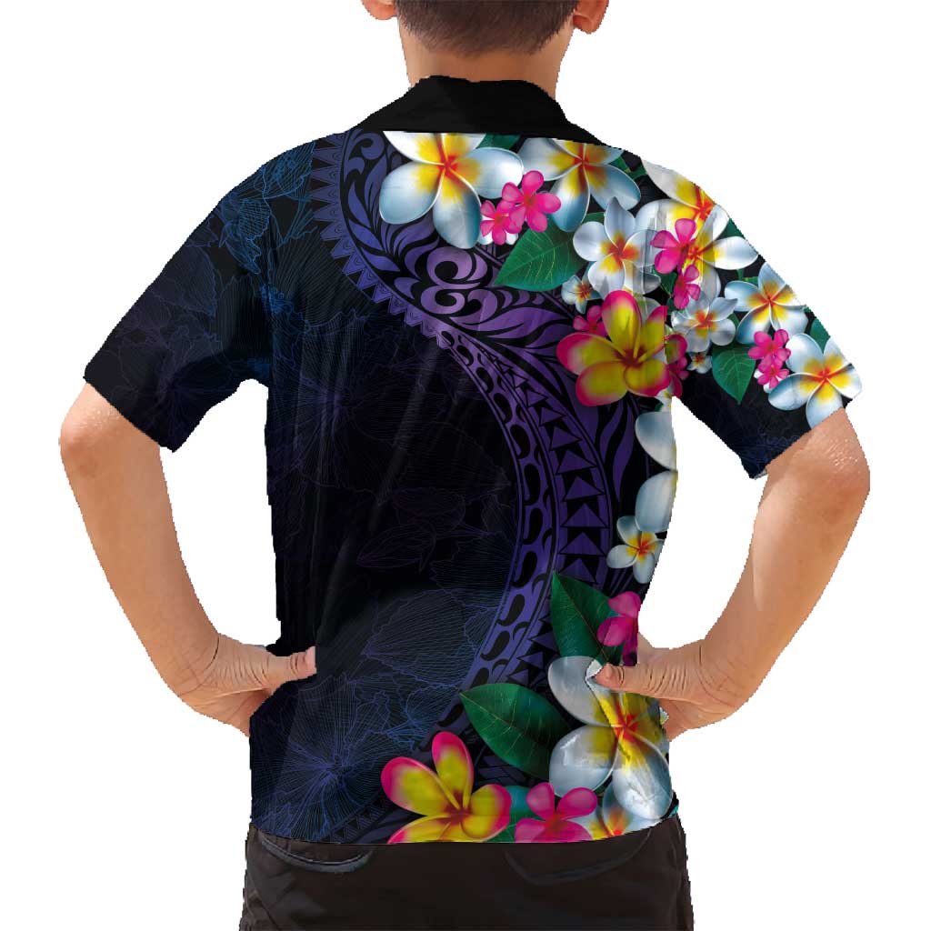 Hawaiian Plumeria-Polynesian Art Tattoo Frosted Blue Violet Color Family Matching Tank Maxi Dress and Hawaiian Shirt LT03 - Polynesian Pride