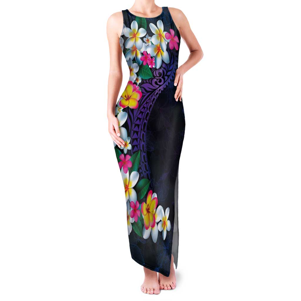 Hawaiian Plumeria-Polynesian Art Tattoo Frosted Blue Violet Color Family Matching Tank Maxi Dress and Hawaiian Shirt LT03 Mom's Dress Blue - Polynesian Pride