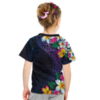 Hawaiian Plumeria-Polynesian Art Tattoo Frosted Blue Violet Color Kid T Shirt