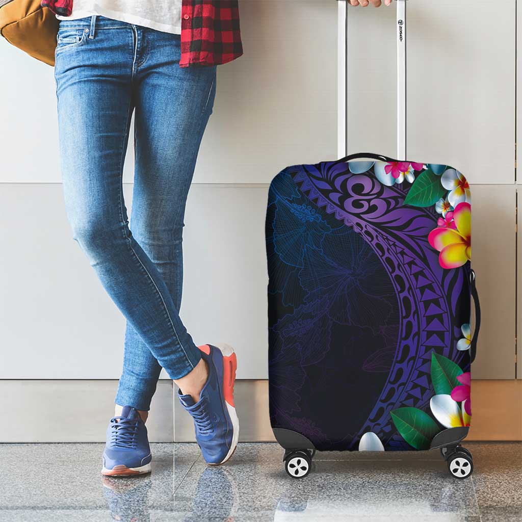 Hawaiian Plumeria-Polynesian Art Tattoo Frosted Blue Violet Color Luggage Cover