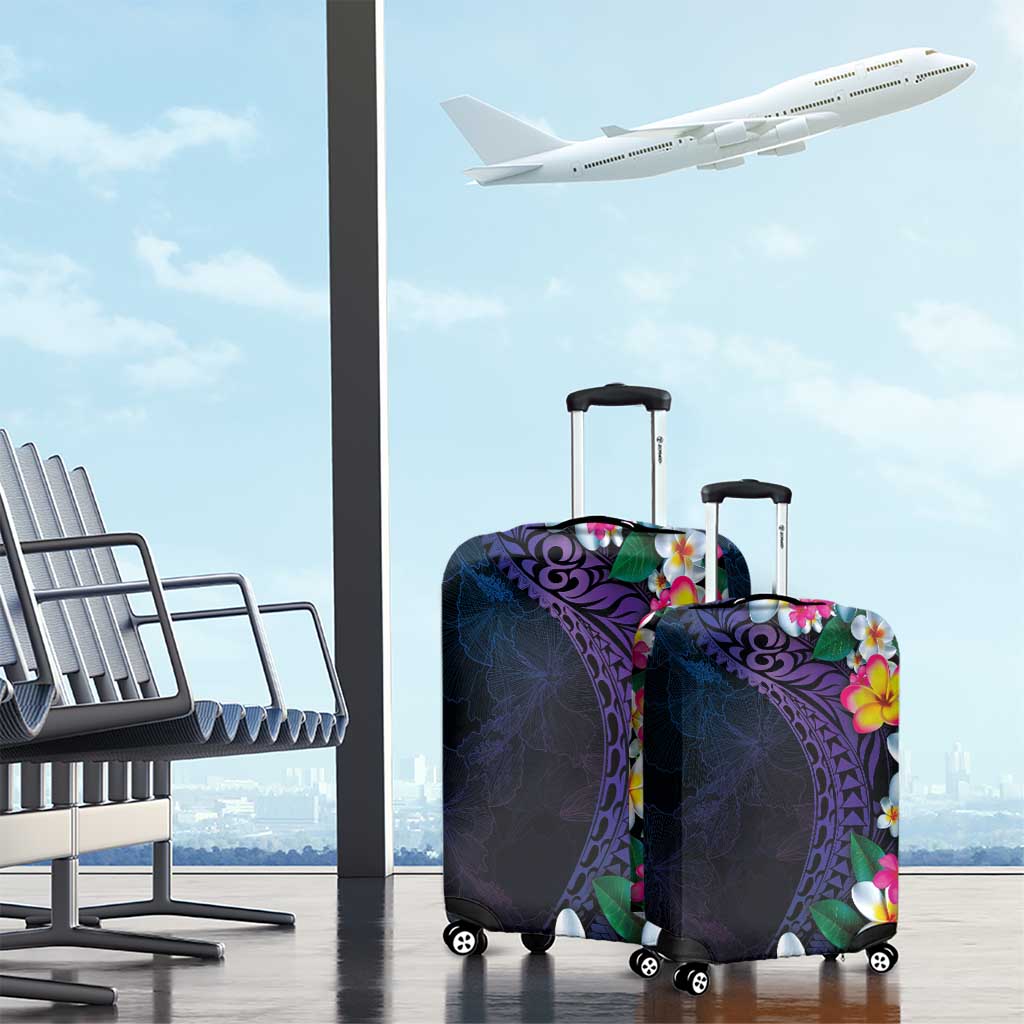 Hawaiian Plumeria-Polynesian Art Tattoo Frosted Blue Violet Color Luggage Cover