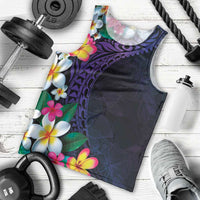 Hawaiian Plumeria-Polynesian Art Tattoo Frosted Blue Violet Color Men Tank Top