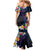 Hawaiian Plumeria-Polynesian Art Tattoo Frosted Blue Violet Color Mermaid Dress