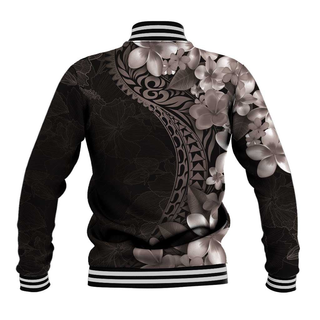 Hawaiian Plumeria-Polynesian Art Tattoo Grayscale Color Baseball Jacket