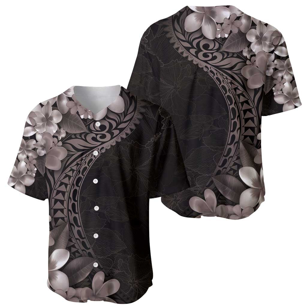 Hawaiian Plumeria-Polynesian Art Tattoo Grayscale Color Baseball Jersey LT03 - Polynesian Pride
