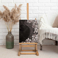 Hawaiian Plumeria-Polynesian Art Tattoo Grayscale Color Canvas Wall Art