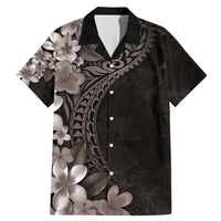 Hawaiian Plumeria-Polynesian Art Tattoo Grayscale Color Family Matching Mermaid Dress and Hawaiian Shirt LT03 Dad's Shirt - Short Sleeve Gray - Polynesian Pride