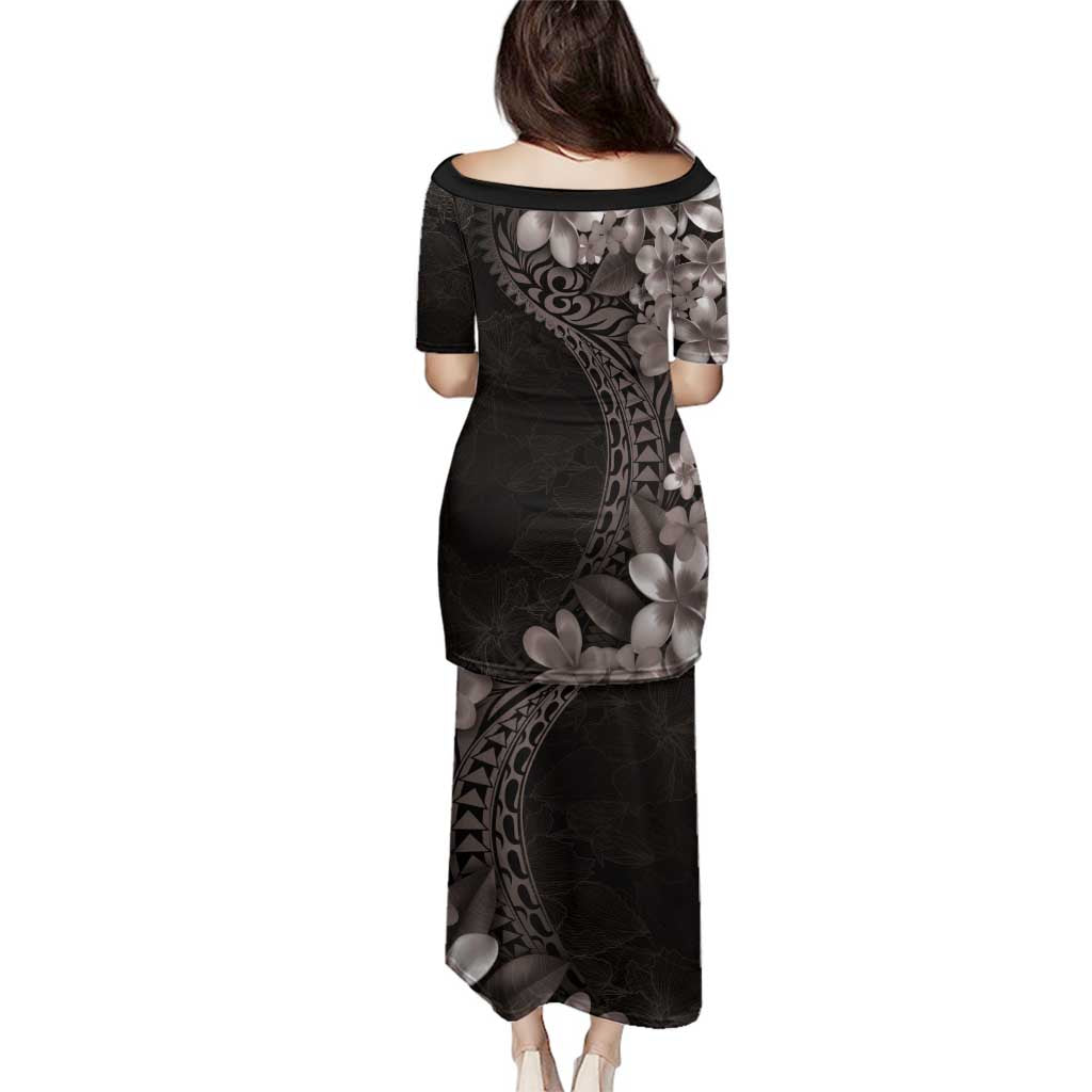 Hawaiian Plumeria-Polynesian Art Tattoo Grayscale Color Family Matching Puletasi and Hawaiian Shirt LT03 - Polynesian Pride