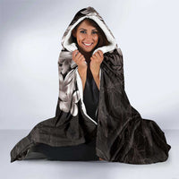 Hawaiian Plumeria-Polynesian Art Tattoo Grayscale Color Hooded Blanket LT03 - Polynesian Pride