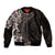 Hawaiian Plumeria-Polynesian Art Tattoo Grayscale Color Sleeve Zip Bomber Jacket