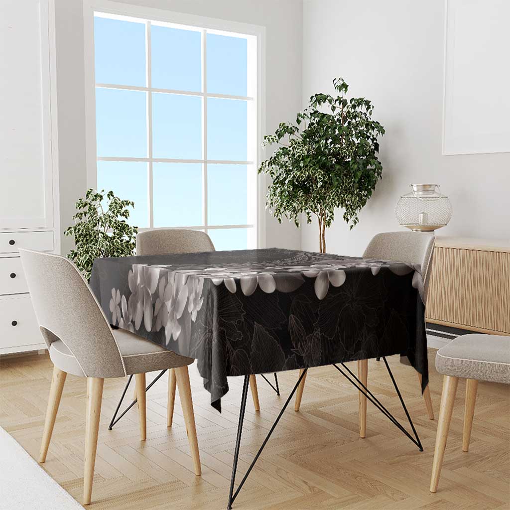 Hawaiian Plumeria-Polynesian Art Tattoo Grayscale Color Tablecloth
