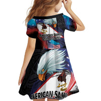 American Samoa and United States Together Family Matching Off Shoulder Maxi Dress and Hawaiian Shirt National Flag with Eagle-Hibiscus and Rose LT03 - Polynesian Pride