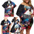 American Samoa and United States Together Family Matching Off Shoulder Short Dress and Hawaiian Shirt National Flag with Eagle-Hibiscus and Rose