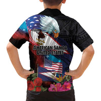 American Samoa and United States Together Family Matching Puletasi and Hawaiian Shirt National Flag with Eagle-Hibiscus and Rose LT03 - Polynesian Pride