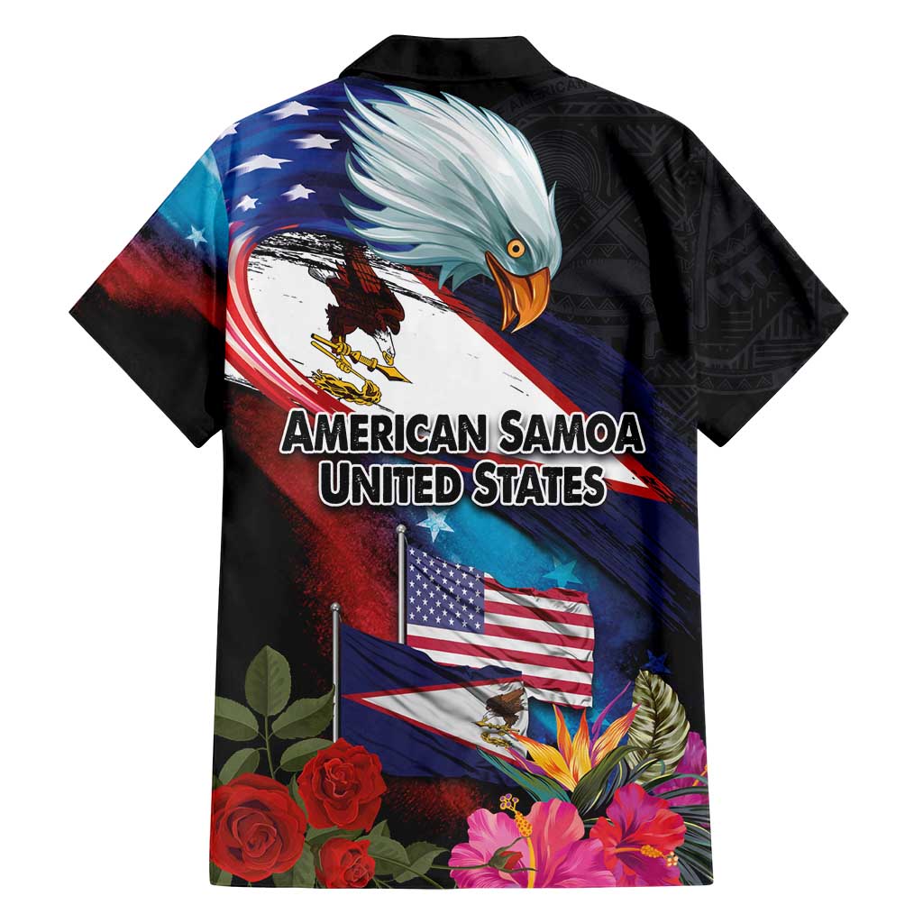 American Samoa and United States Together Family Matching Summer Maxi Dress and Hawaiian Shirt National Flag with Eagle-Hibiscus and Rose LT03 - Polynesian Pride