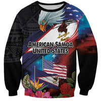 American Samoa and United States Together Sweatshirt National Flag with Eagle-Hibiscus and Rose