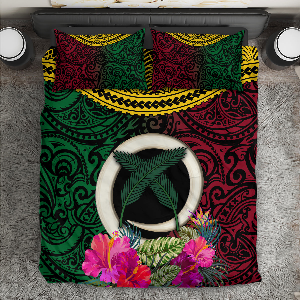 Vanuatu 44th Anniversary Independence Day Bedding Set Boars Tusk and Namele Plant LT03