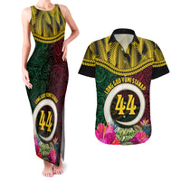 Vanuatu 44th Anniversary Independence Day Couples Matching Tank Maxi Dress and Hawaiian Shirt Boars Tusk and Namele Plant LT03