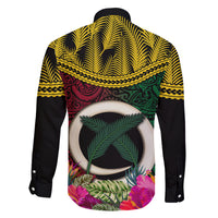 Vanuatu 44th Anniversary Independence Day Family Matching Long Sleeve Bodycon Dress and Hawaiian Shirt Boars Tusk and Namele Plant LT03