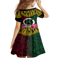 Vanuatu 44th Anniversary Independence Day Family Matching Off The Shoulder Long Sleeve Dress and Hawaiian Shirt Boars Tusk and Namele Plant LT03 - Polynesian Pride