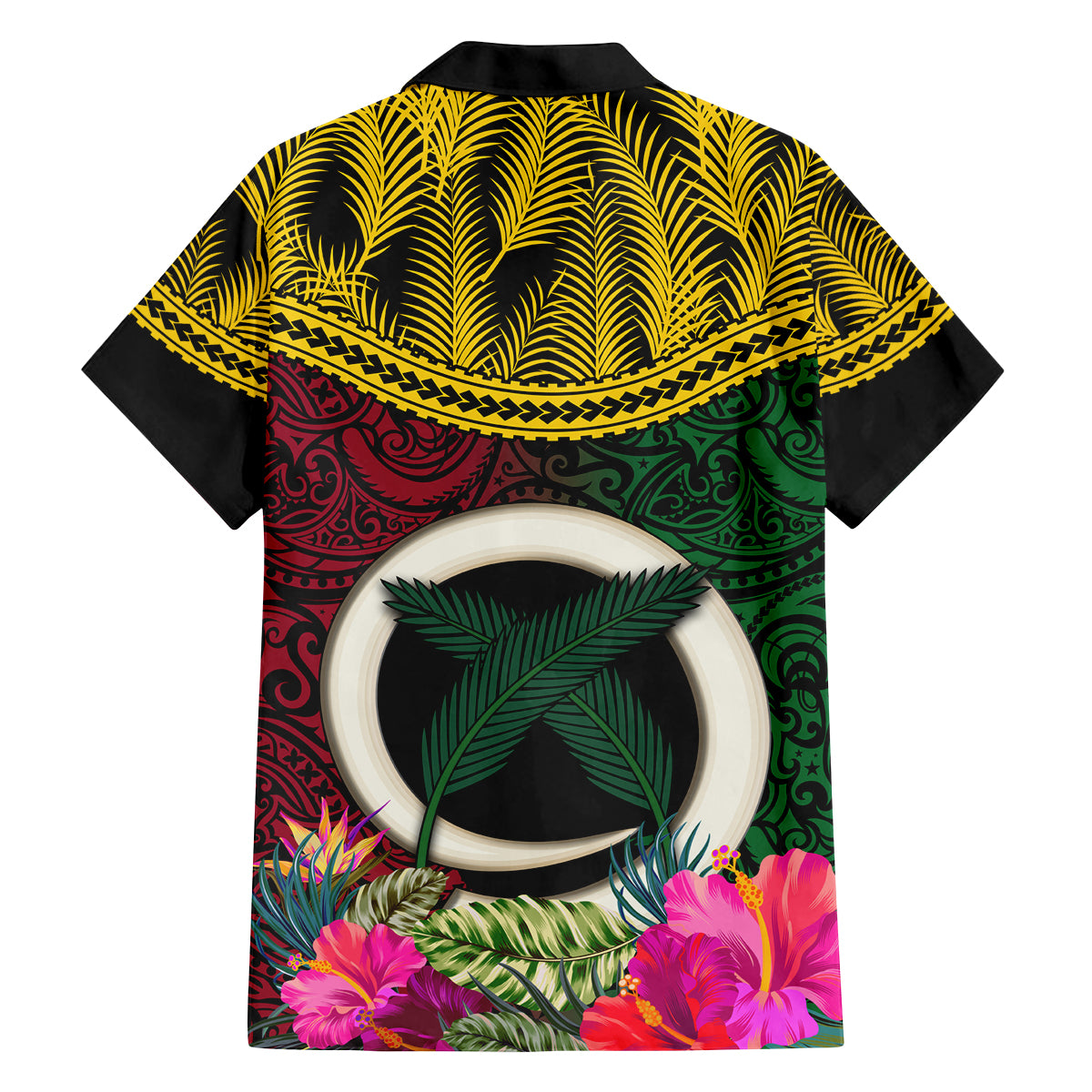 Vanuatu 44th Anniversary Independence Day Family Matching Off Shoulder Short Dress and Hawaiian Shirt Boars Tusk and Namele Plant LT03 - Polynesian Pride