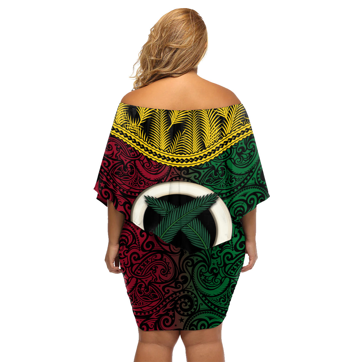 Vanuatu 44th Anniversary Independence Day Family Matching Off Shoulder Short Dress and Hawaiian Shirt Boars Tusk and Namele Plant LT03 - Polynesian Pride