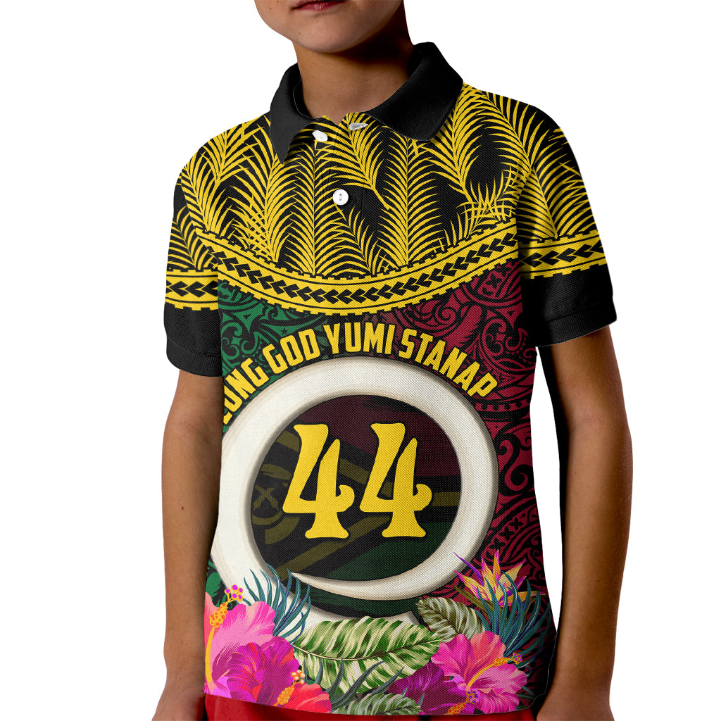 Vanuatu 44th Anniversary Independence Day Kid Polo Shirt Boars Tusk and Namele Plant LT03