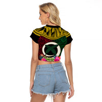 Vanuatu 44th Anniversary Independence Day Raglan Cropped T Shirt Boars Tusk and Namele Plant LT03