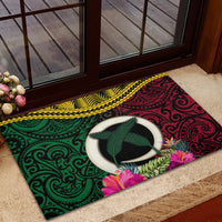 Vanuatu 44th Anniversary Independence Day Rubber Doormat Boars Tusk and Namele Plant LT03