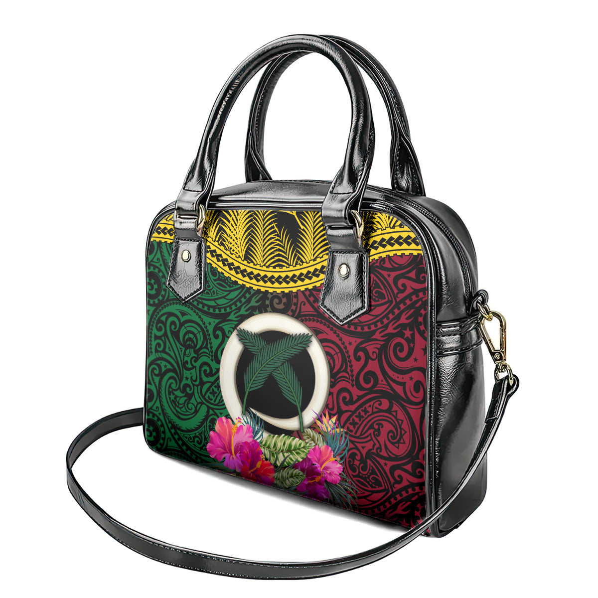 Vanuatu 44th Anniversary Independence Day Shoulder Handbag Boars Tusk and Namele Plant LT03