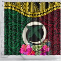 Vanuatu 44th Anniversary Independence Day Shower Curtain Boars Tusk and Namele Plant LT03