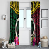 Vanuatu 44th Anniversary Independence Day Window Curtain Boars Tusk and Namele Plant LT03