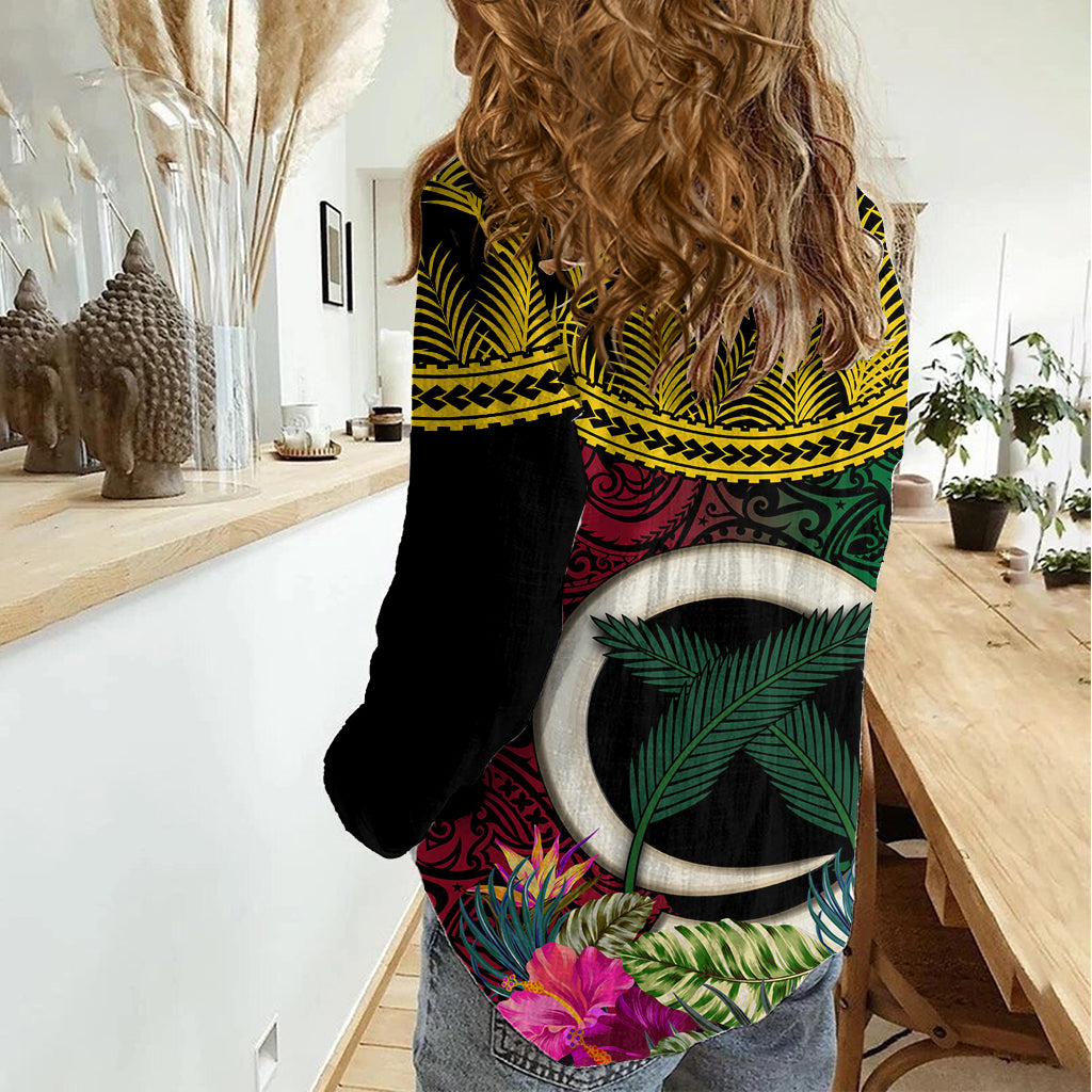 Vanuatu 44th Anniversary Independence Day Women Casual Shirt Boars Tusk and Namele Plant LT03