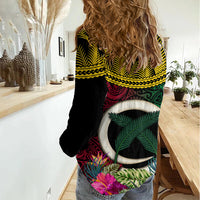 Vanuatu 44th Anniversary Independence Day Women Casual Shirt Boars Tusk and Namele Plant LT03