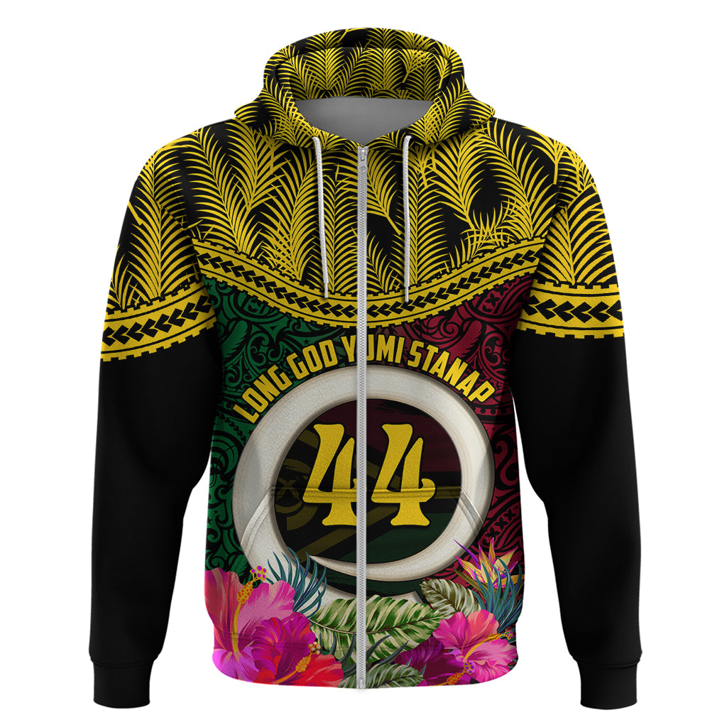 Vanuatu 44th Anniversary Independence Day Zip Hoodie Boars Tusk and Namele Plant LT03