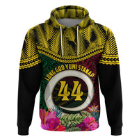Vanuatu 44th Anniversary Independence Day Zip Hoodie Boars Tusk and Namele Plant LT03