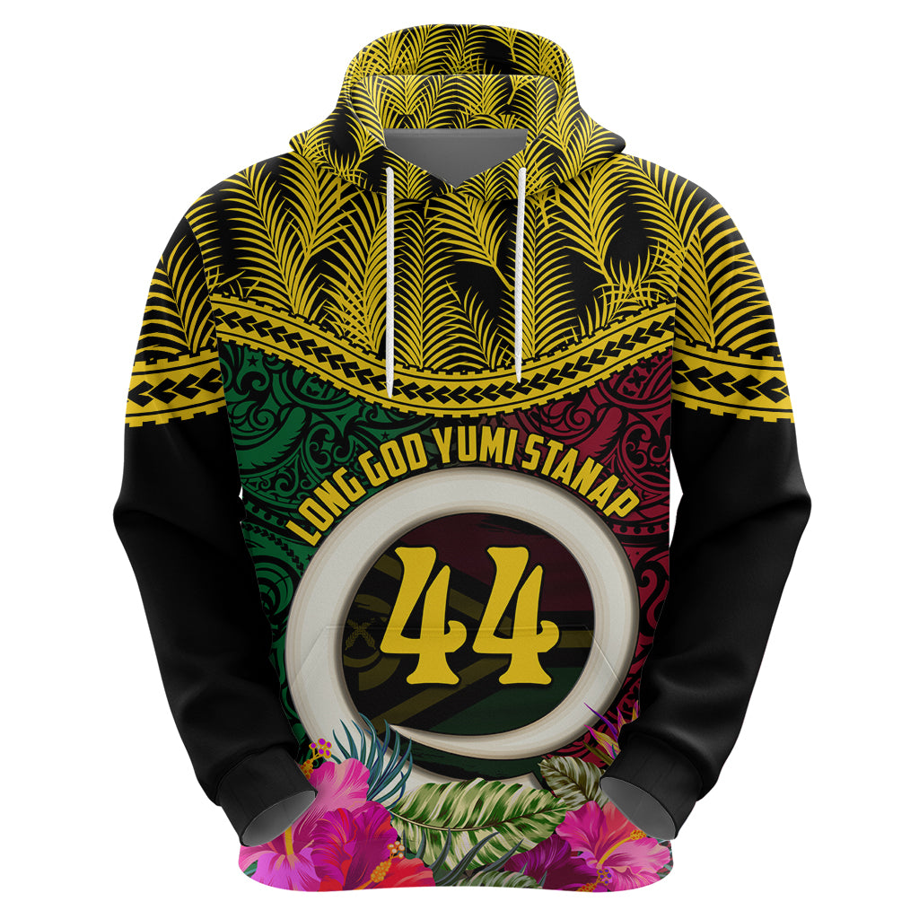 Vanuatu 44th Anniversary Independence Day Zip Hoodie Boars Tusk and Namele Plant LT03