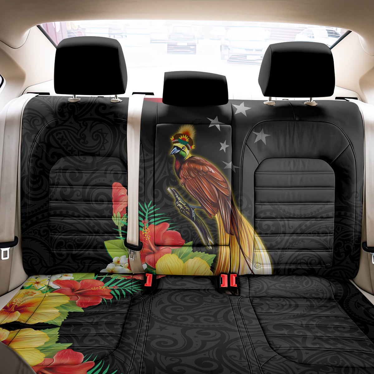 Papua New Guinea Independence Day Back Car Seat Cover PNG Flag and Bird-of-Paradise LT03 - Polynesian Pride