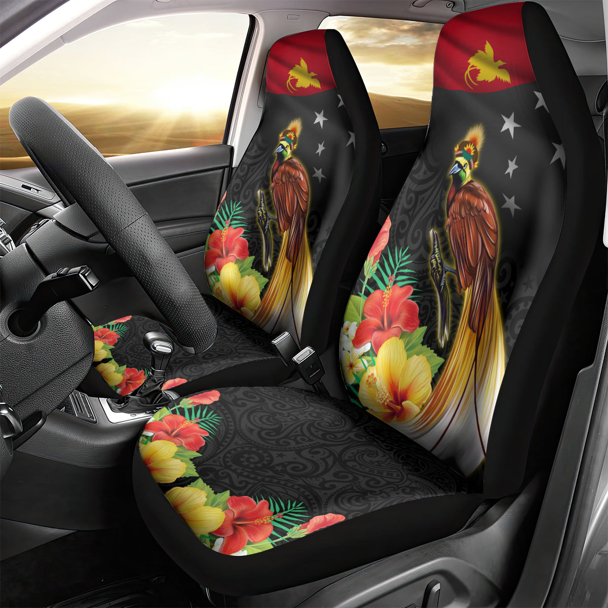 Papua New Guinea Independence Day Car Seat Cover PNG Flag and Bird-of-Paradise LT03 - Polynesian Pride