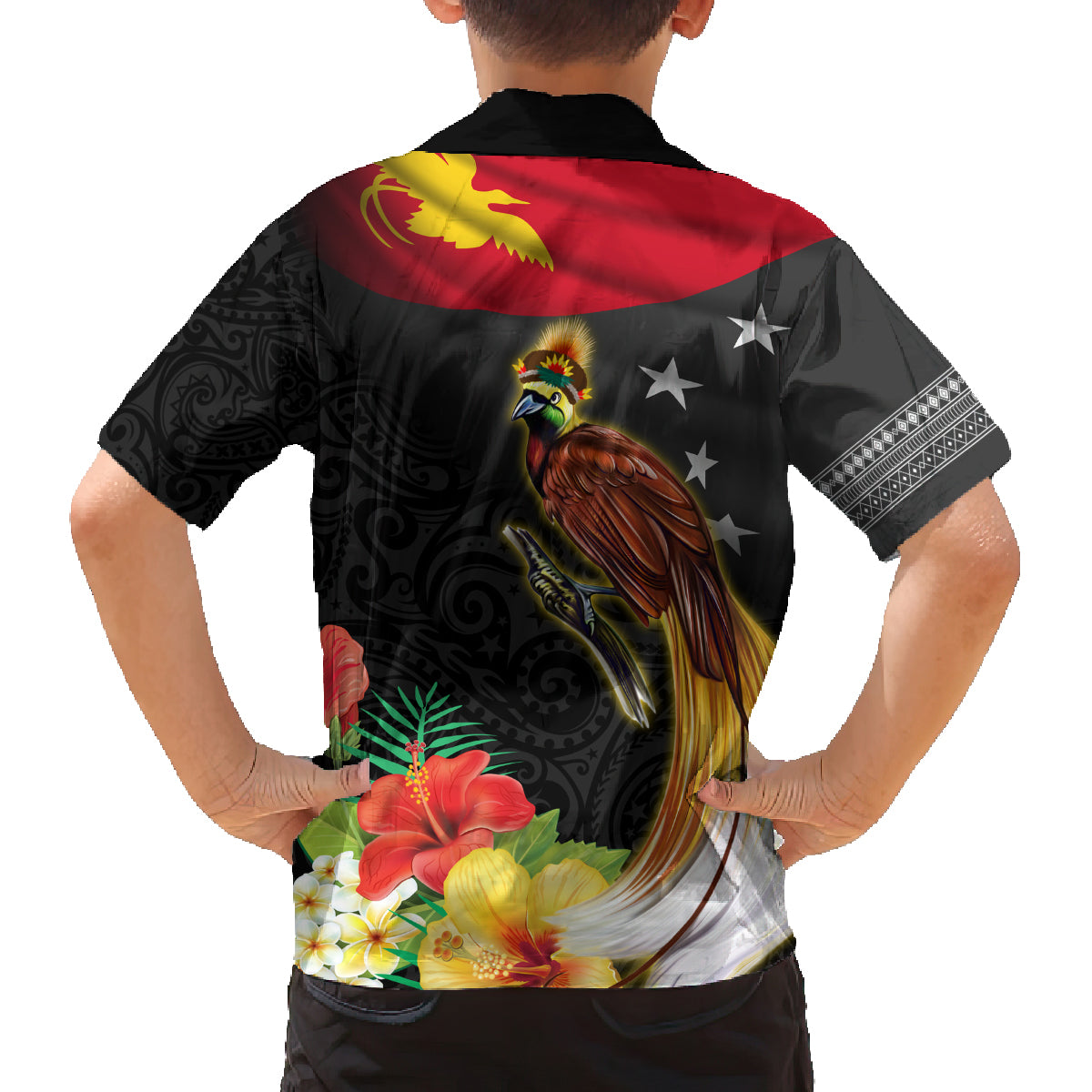 Papua New Guinea Independence Day Family Matching Puletasi and Hawaiian Shirt PNG Flag and Bird-of-Paradise LT03 - Polynesian Pride