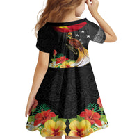 Papua New Guinea Independence Day Family Matching Short Sleeve Bodycon Dress and Hawaiian Shirt PNG Flag and Bird-of-Paradise LT03 - Polynesian Pride