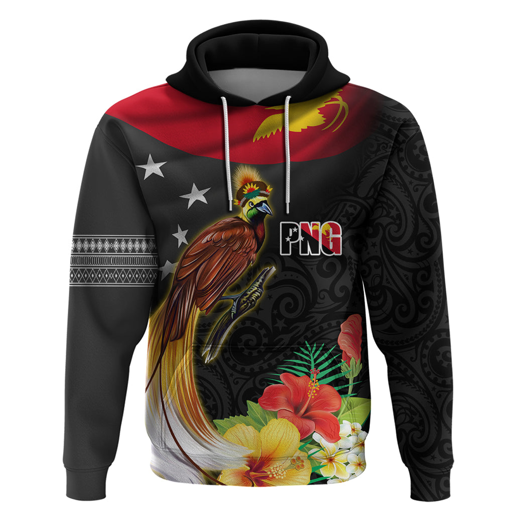 Papua New Guinea Independence Day Hoodie PNG Flag and Bird-of-Paradise LT03 Pullover Hoodie Black - Polynesian Pride