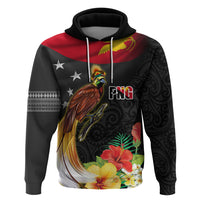 Papua New Guinea Independence Day Hoodie PNG Flag and Bird-of-Paradise LT03 Pullover Hoodie Black - Polynesian Pride