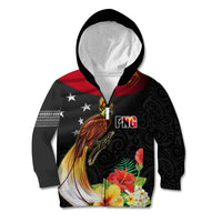 Papua New Guinea Independence Day Kid Hoodie PNG Flag and Bird-of-Paradise LT03 Zip Hoodie Black - Polynesian Pride