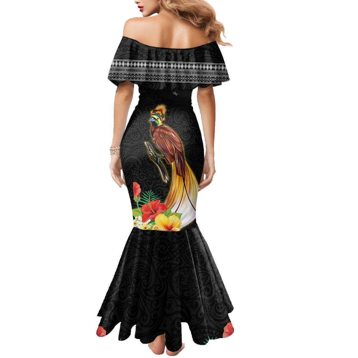 Papua New Guinea Independence Day Mermaid Dress PNG Flag and Bird-of-Paradise LT03 - Polynesian Pride