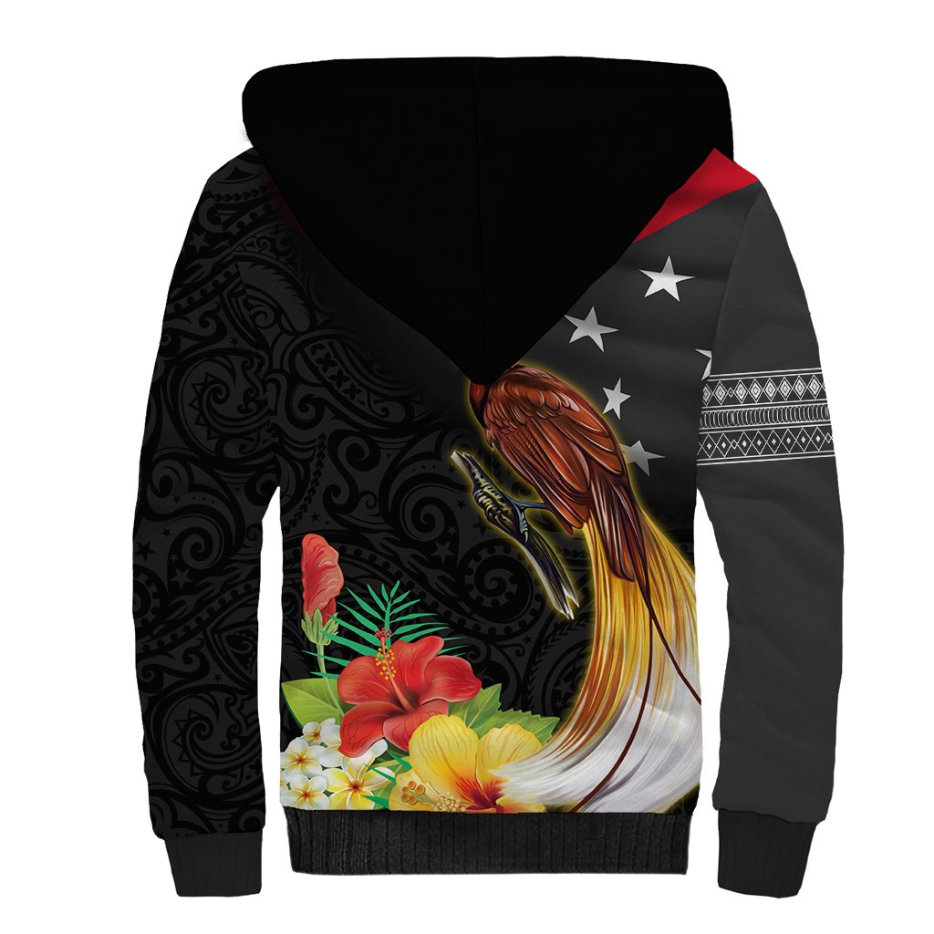 Papua New Guinea Independence Day Sherpa Hoodie PNG Flag and Bird-of-Paradise LT03 - Polynesian Pride