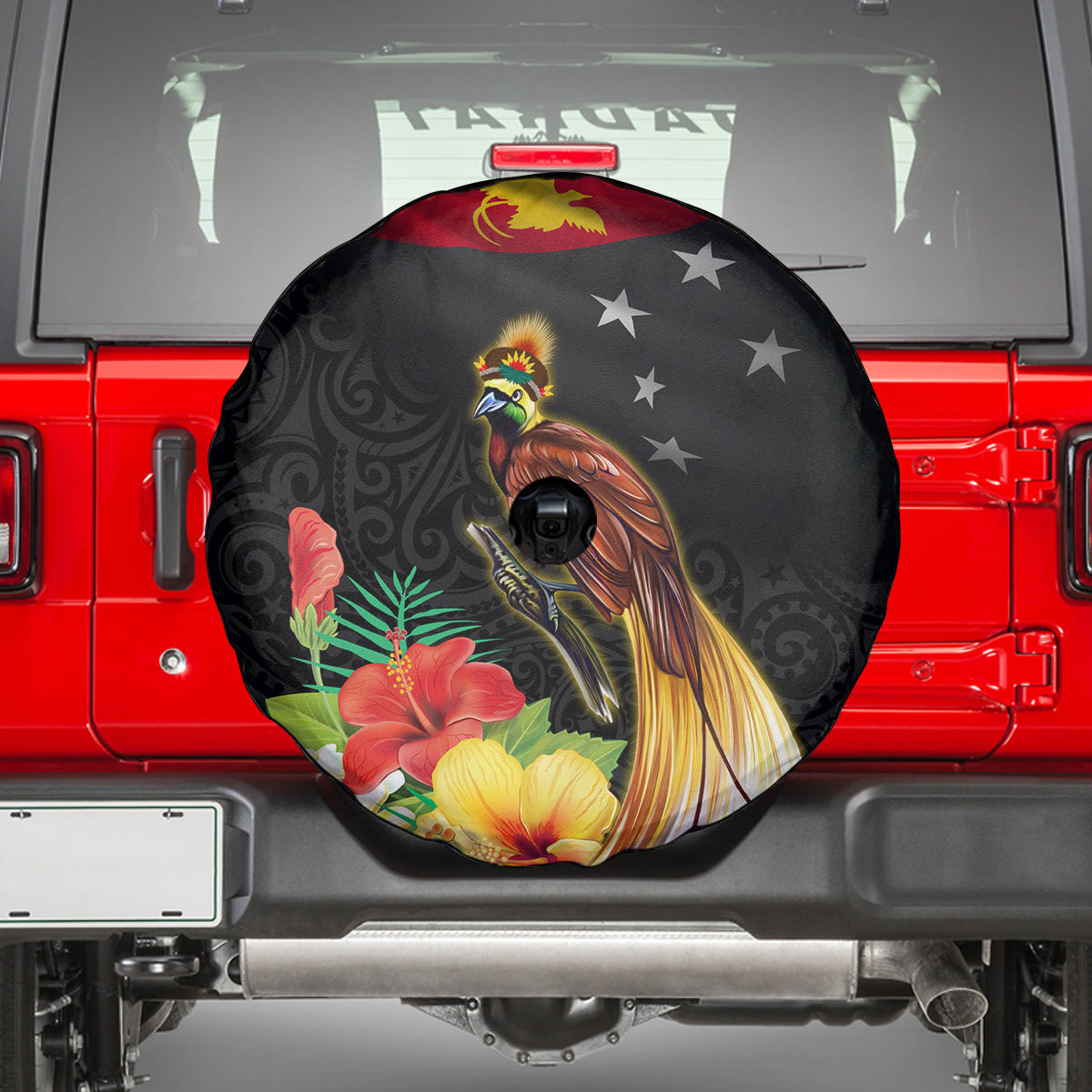 Papua New Guinea Independence Day Spare Tire Cover PNG Flag and Bird-of-Paradise LT03 - Polynesian Pride