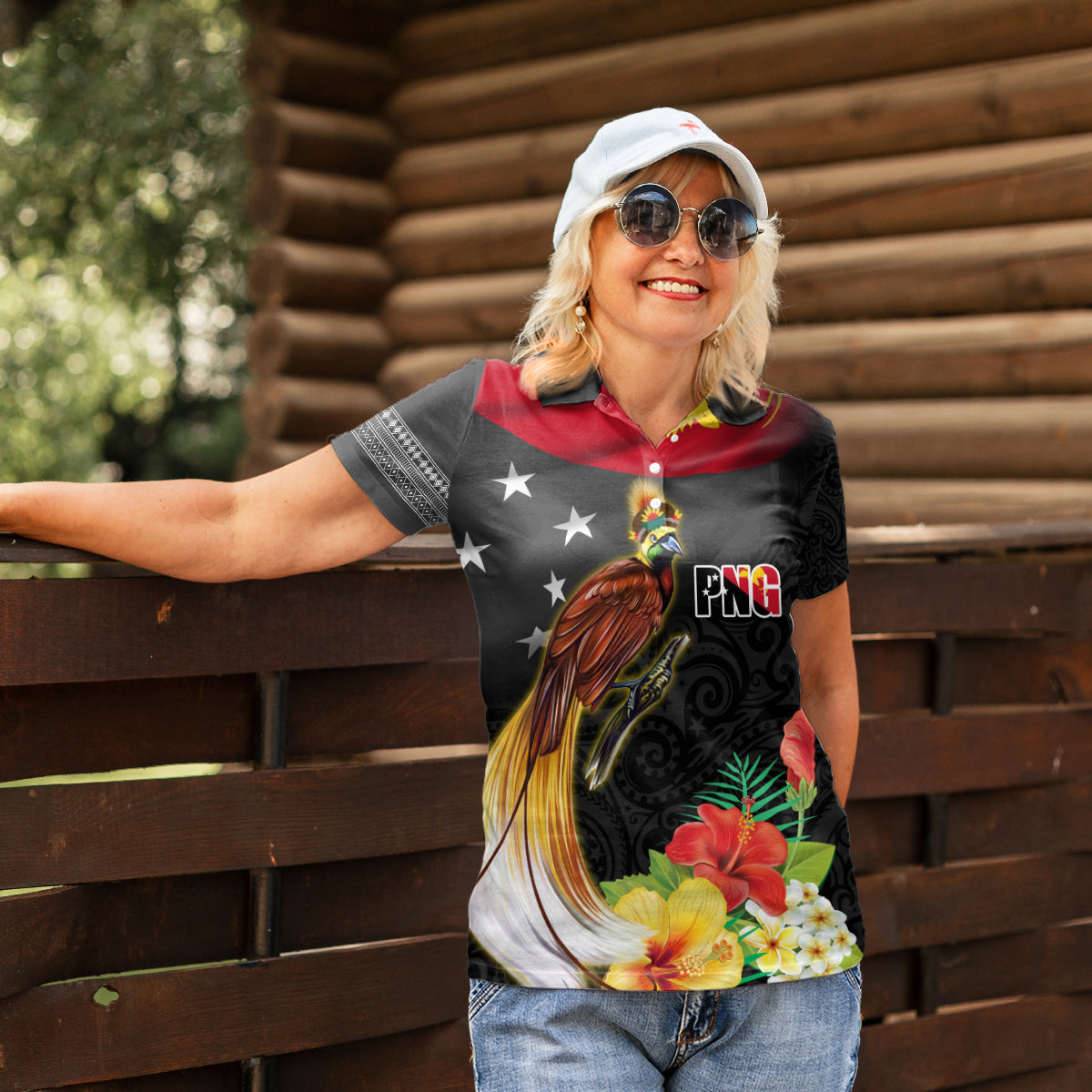 Papua New Guinea Independence Day Women Polo Shirt PNG Flag and Bird-of-Paradise LT03 - Polynesian Pride